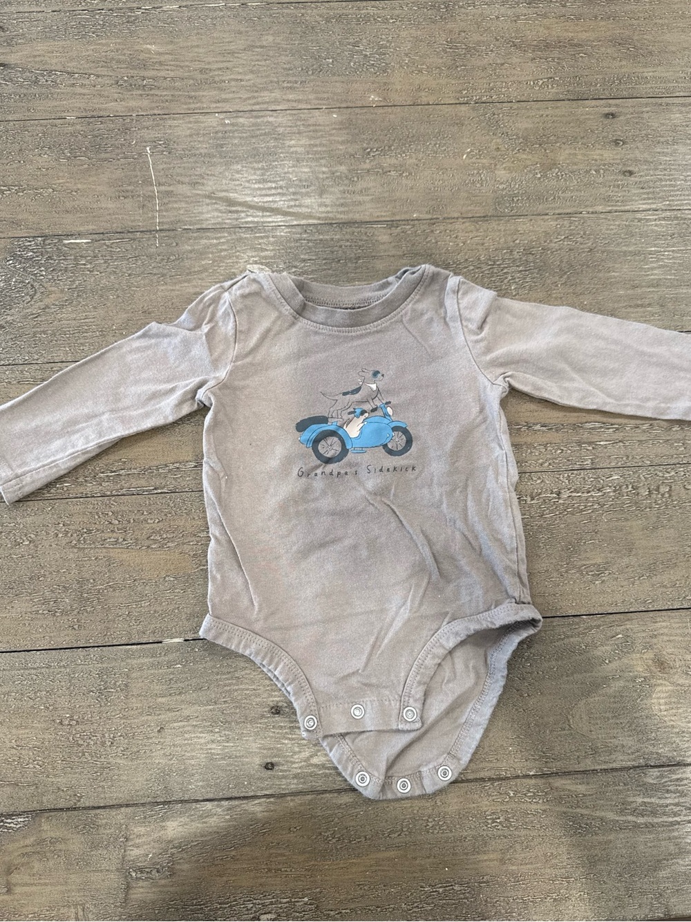 Carter's Gray Long-Sleeve Bodysuit with Blue Motorcycle Print